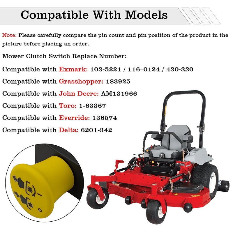 FBLOWMOD 103-5221 Mower Clutch PTO Switch, 8 Terminals, Upgrade Blade Clutch Switch Fit for Exmark Toro Lazer Z, Lazer XP, Z Master, Grasshopper, John Deere, Toro, Everride, Delta, Replace 116-0124 - Image 3